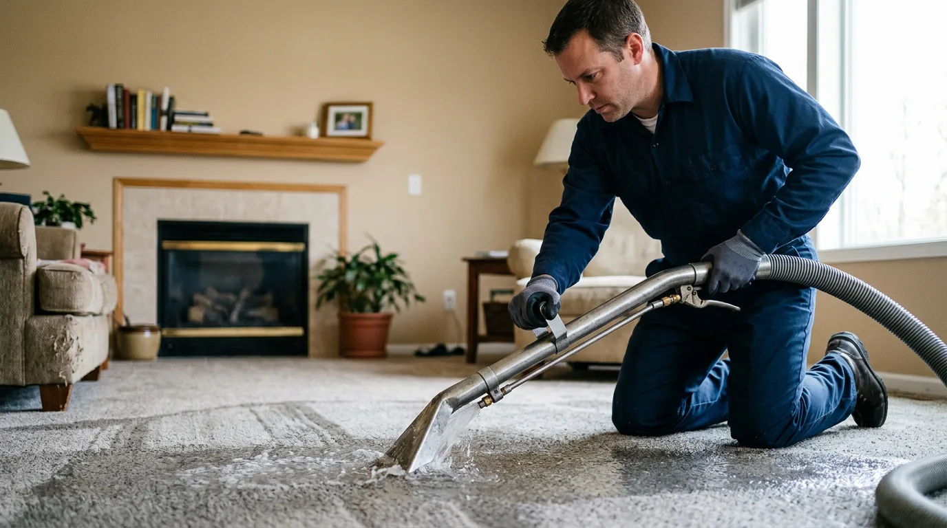 Water damage restoration technician working near Oak Harbor, OH